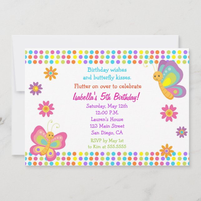 Butterfly Birthday Invitation (Front)