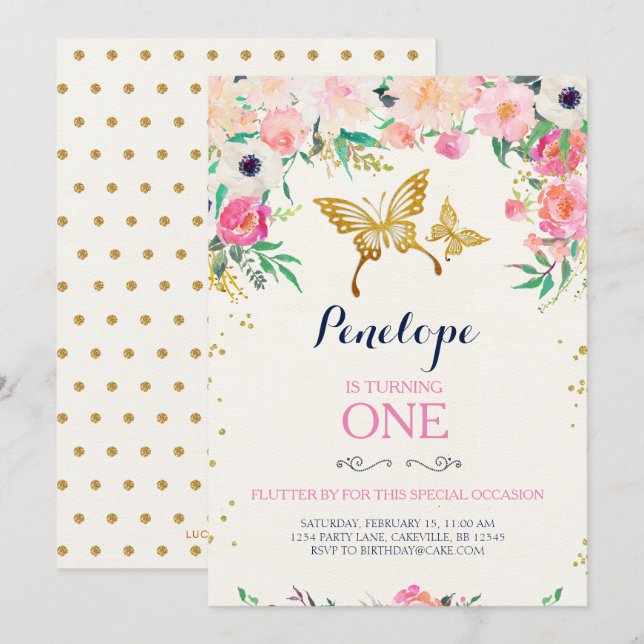 Butterfly Birthday Invitation (Front/Back)