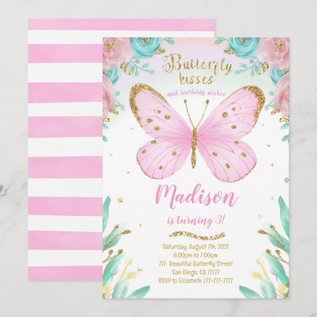 Butterfly Birthday Invitation (Front/Back)