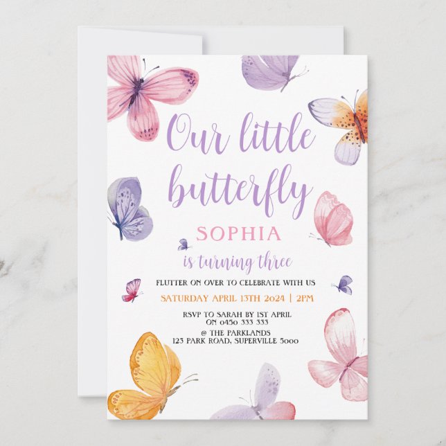 Butterfly Birthday Invitation (Front)