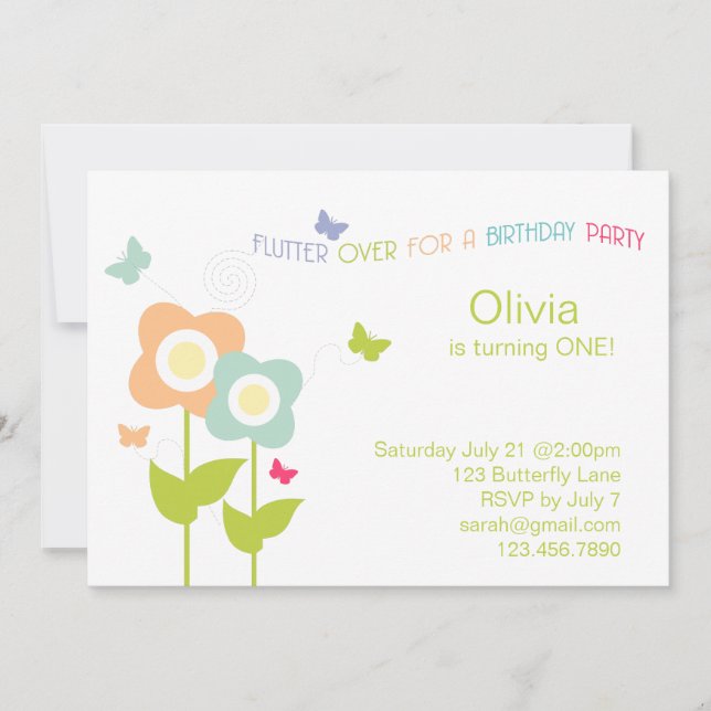 Butterfly Birthday Invitation (Front)