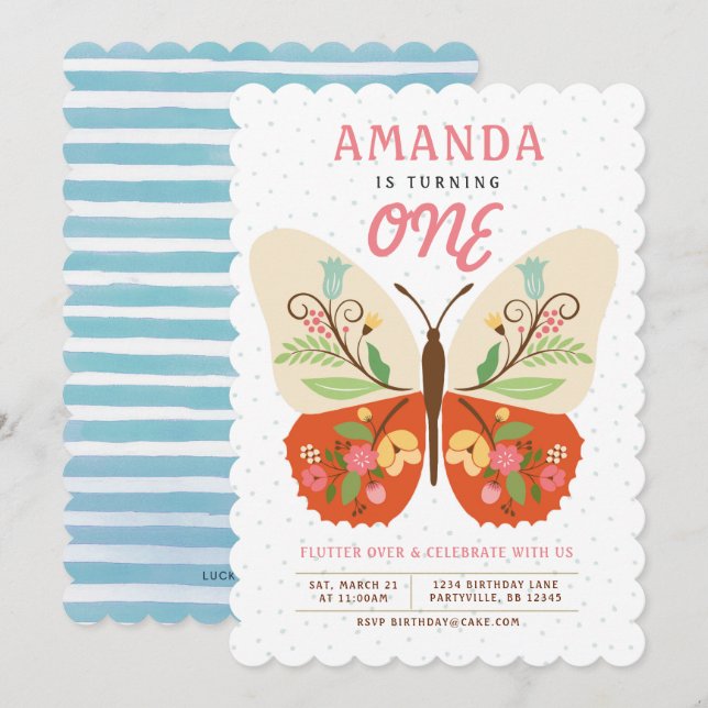 Butterfly Birthday Invitation (Front/Back)