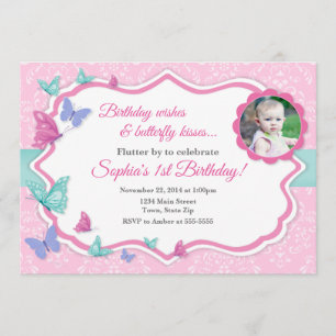 Butterfly Birthday Invitation 1st Birthday