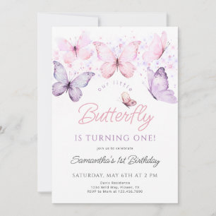 Butterfly Birthday Invitation, First Birthday Invi Invitation