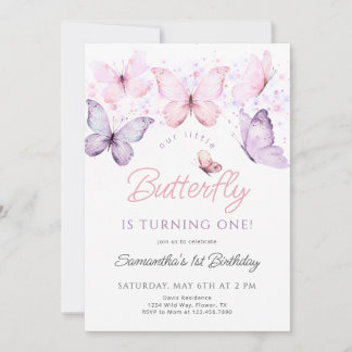 Butterfly Birthday Invitation, First Birthday Invi Invitation