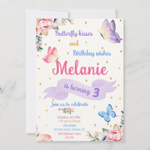 Butterfly Birthday Invitation Floral Party invite