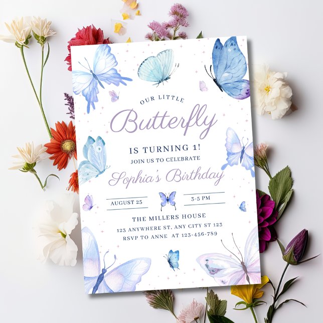 Butterfly Birthday Invitation, Girls 1st Butterfly Invitation (Creator Uploaded)