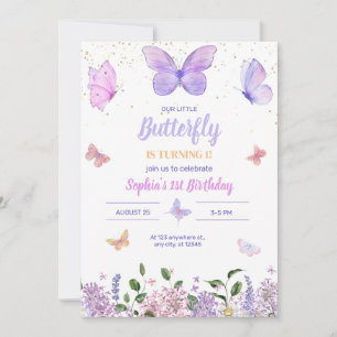 Butterfly Birthday Invitation, Wildflower Garden