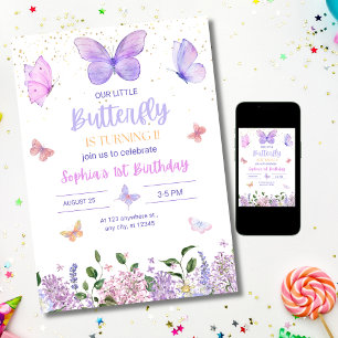 Butterfly Birthday Invitation, Wildflower Garden Invitation