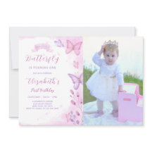 Butterfly Birthday Invitation With Photo