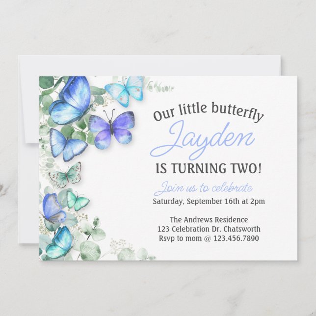 Butterfly Birthday invite, Butterfly Birthday,  Invitation (Front)