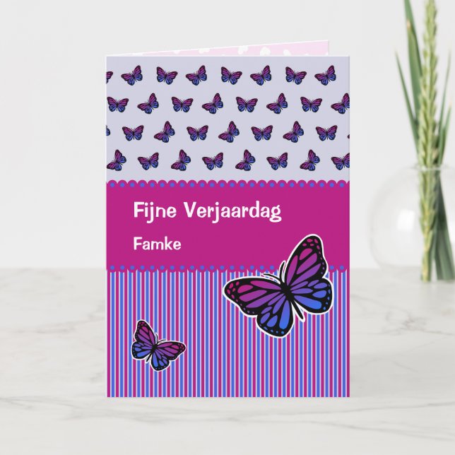 Butterfly birthday name dutch Verjaardag Card (Front)