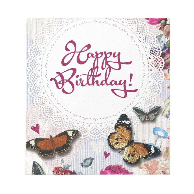 Butterfly Birthday Notepad (Front)