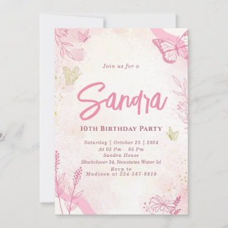 Butterfly Birthday Party Editable Invitation