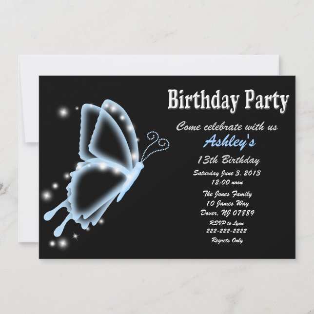 Butterfly Birthday Party Invitation (Front)
