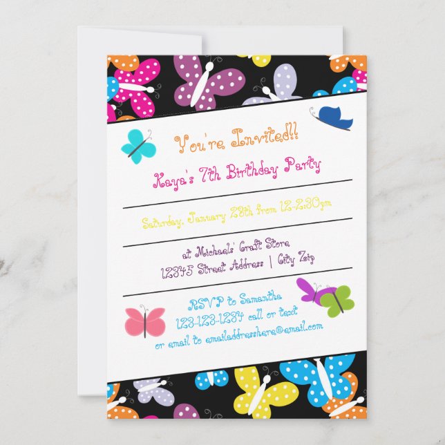 Butterfly Birthday Party - Invitation (Front)