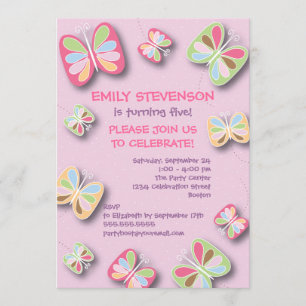 Butterfly Birthday Party Invitation Pink & Purple