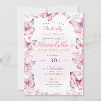 Butterfly Birthday Party Invite Pink Butterflies