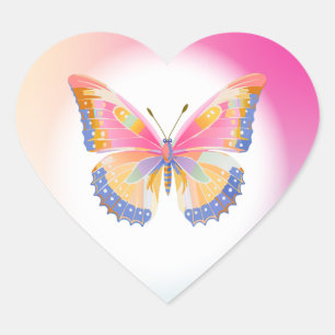 Butterfly Birthday Party Kids Colorful  Heart Sticker