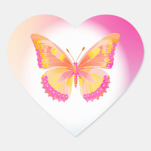 Butterfly Birthday Party Kids Colourful Heart Sticker