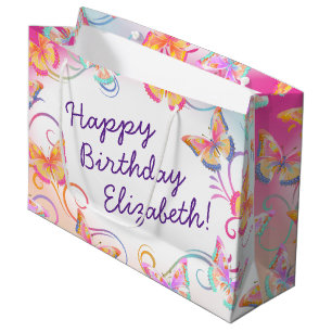 Butterfly Birthday Party Kids Colourful Large Gift Bag