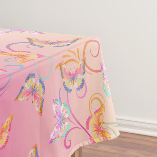 Butterfly Birthday Party Kids Colourful  Tablecloth (In Situ)