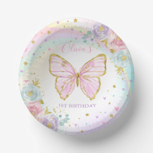Butterfly Birthday Party Pink Floral Butterfly Paper Plate