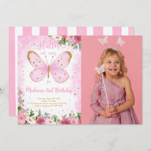 Butterfly Birthday Photo Invitation