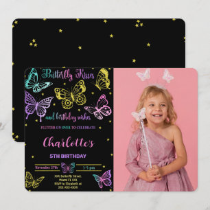 Butterfly Birthday Photo Invitation