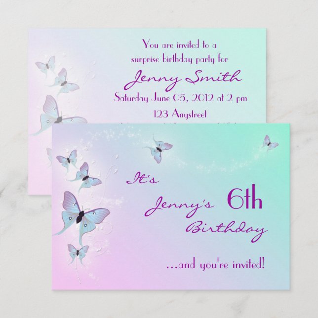 Butterfly Birthday RSVP Card (Front/Back)