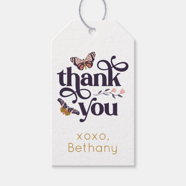Butterfly Birthday Thank You Favour Tag (Front)