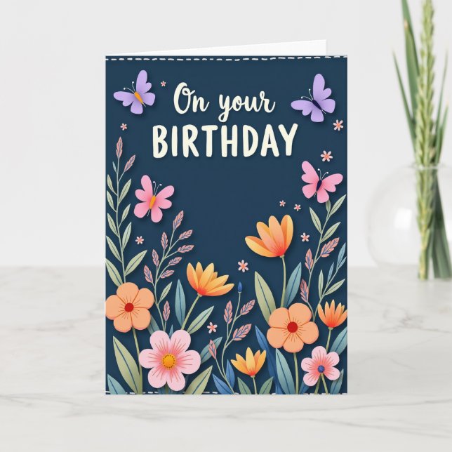 Butterfly Birthday Wishes Card (Front)