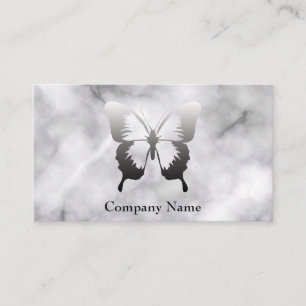Butterfly Black and White Elegant Marble Business Card