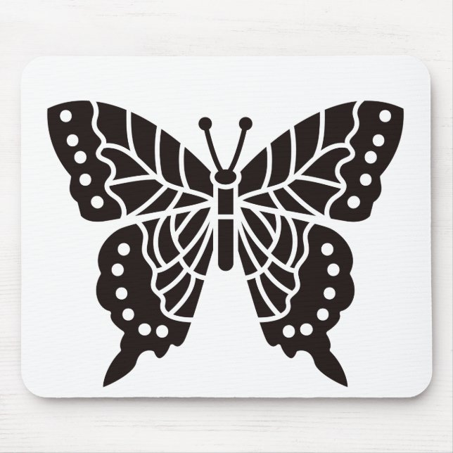 Butterfly Black and White Mouse Mat (Front)
