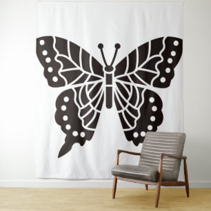 Butterfly Black and White Tapestry