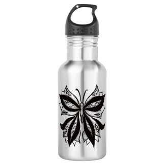 Butterfly Black And White Tribal Tattoo 532 Ml Water Bottle