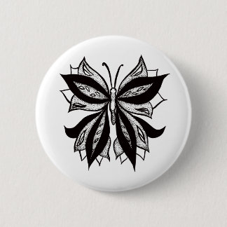 Butterfly Black And White Tribal Tattoo 6 Cm Round Badge