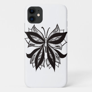 Butterfly Black And White Tribal Tattoo iPhone 11 Case