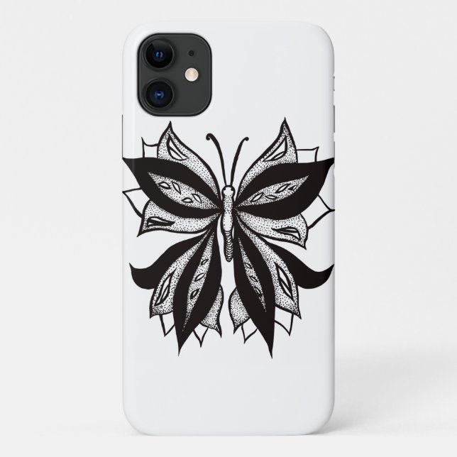 Butterfly Black And White Tribal Tattoo Case-Mate iPhone Case (Back)