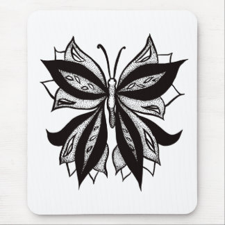 Butterfly Black And White Tribal Tattoo Mouse Mat