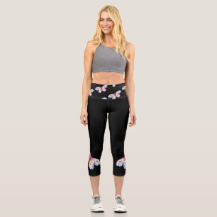 Butterfly Black High Waisted Capri Leggings