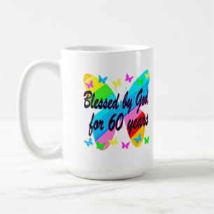BUTTERFLY BLESSED BY GOD 60TH BIRTHDAY DESIGN COFFEE MUG