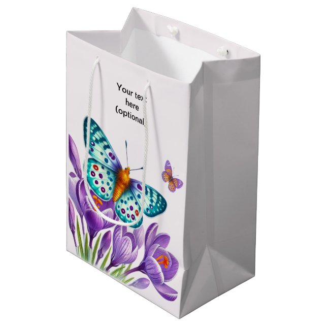 Butterfly Bliss Among Flowers Medium Gift Bag (Front Angled)