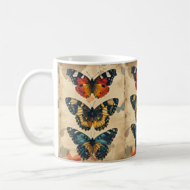 Butterfly Bliss: Vintage Coffee Mug (Left)