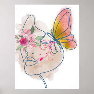 Butterfly Bloom – Abstract Floral Face Art" Poster