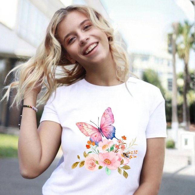 Butterfly & Blooms Nature T-Shirt (Creator Uploaded)