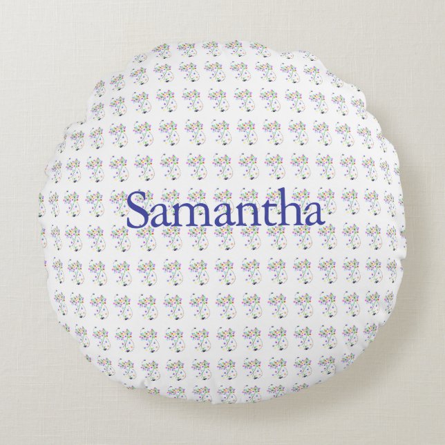 Butterfly Blooms Round Cushion (Front)