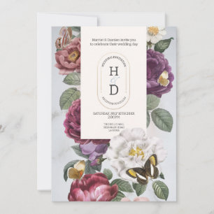 Butterfly Blooms Wedding Modern Flowers Summer Invitation