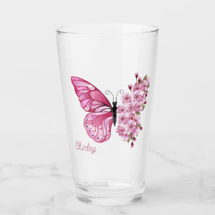 Butterfly Blossom glass with Custom Name