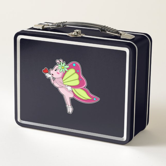 Butterfly Blossom Heart Metal Lunch Box (Front)